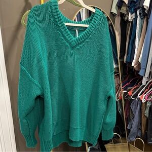 Free People Oversized Teal Sweater